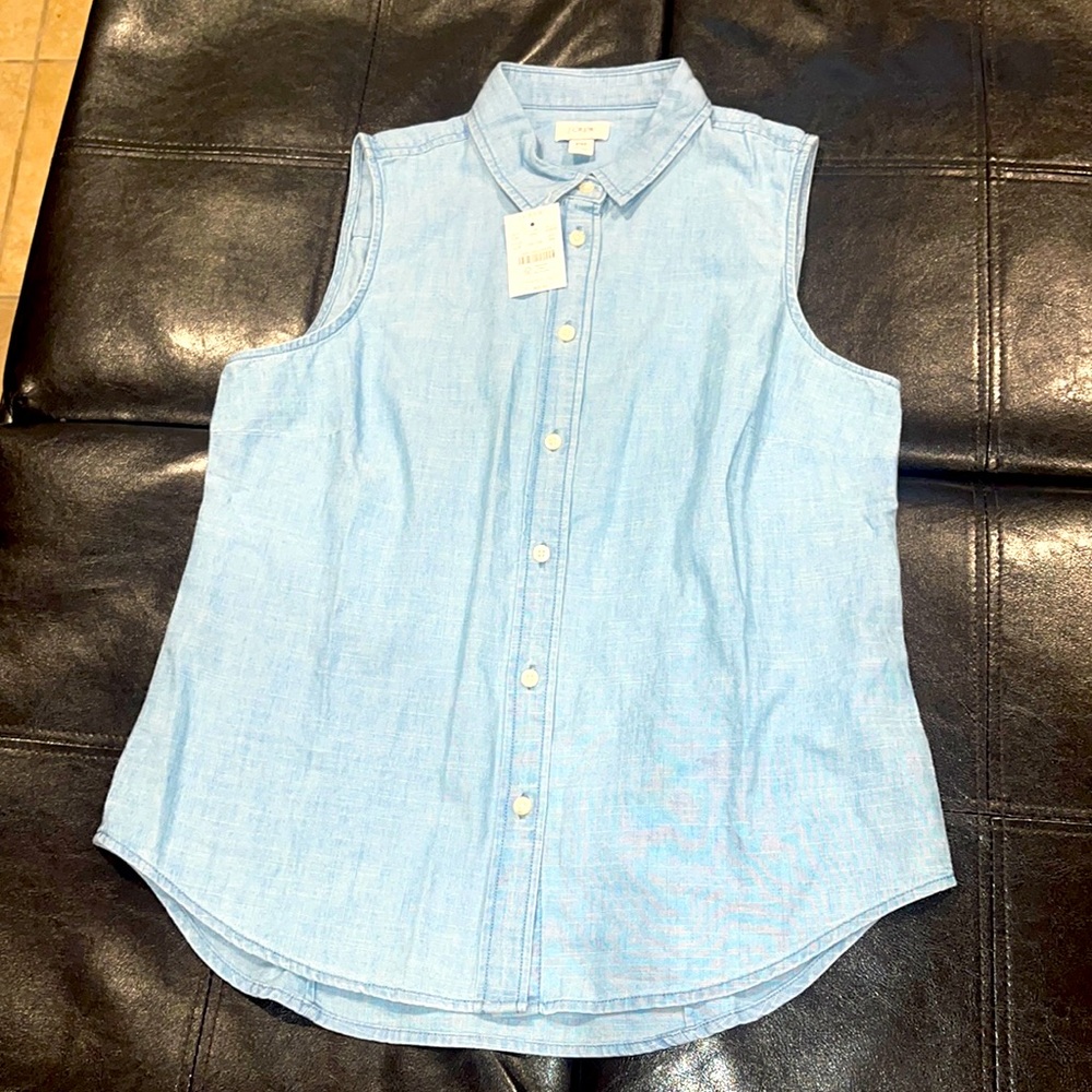 J Crew Denim Collared Muscle Blouse